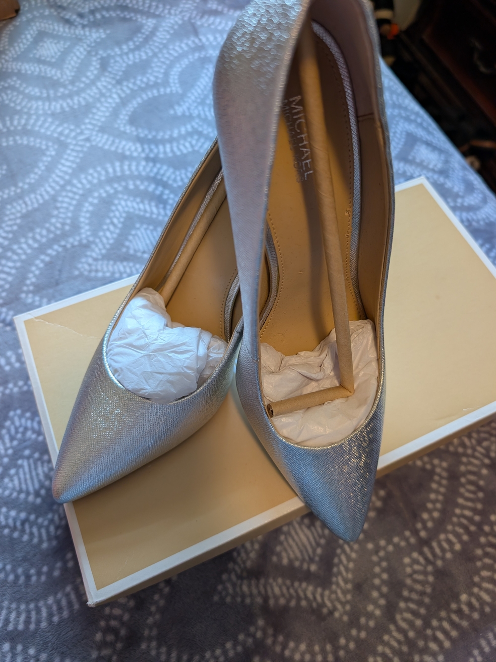 Michael Kors Silver Pointed-Toe Women's Stiletto Pumps